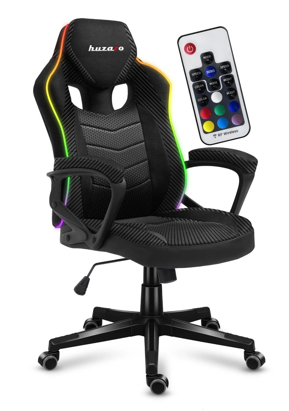 Žaidimų kėdė Huzaro Force 2.5 RGB Carbon Mesh su pašvietimu Gaming Chair, Juoda