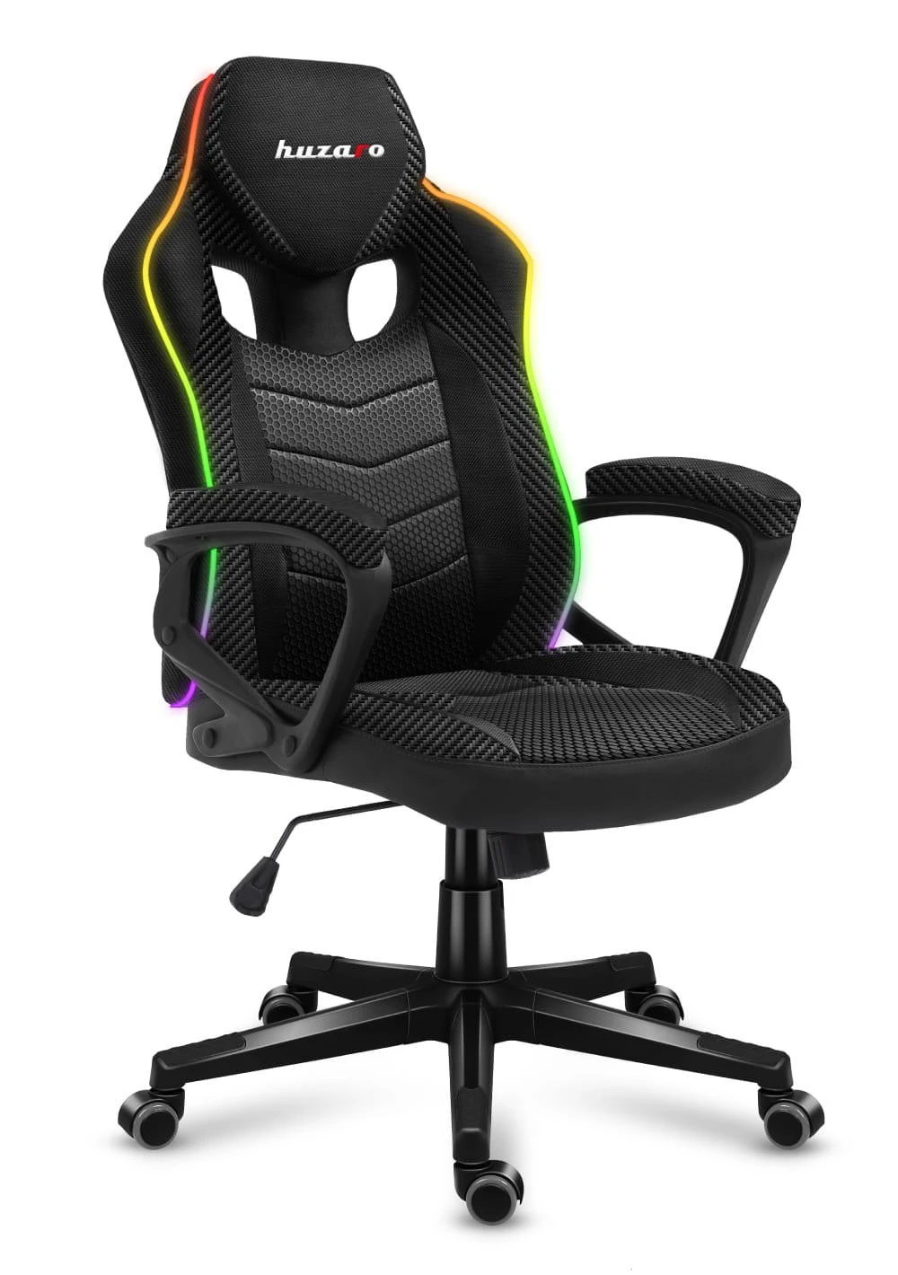 Žaidimų kėdė Huzaro Force 2.5 RGB Carbon Mesh su pašvietimu Gaming Chair, Juoda