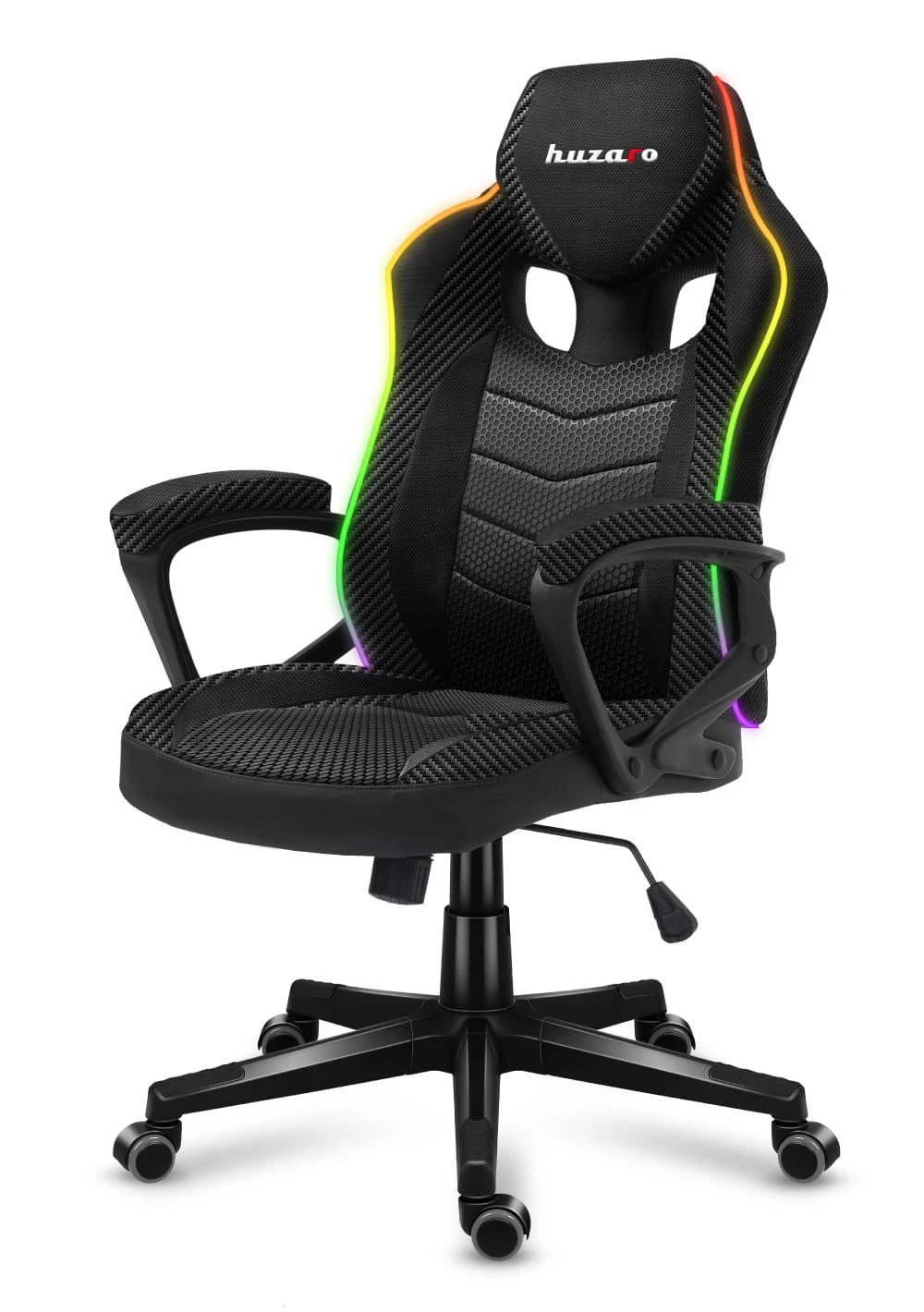 Žaidimų kėdė Huzaro Force 2.5 RGB Carbon Mesh su pašvietimu Gaming Chair, Juoda