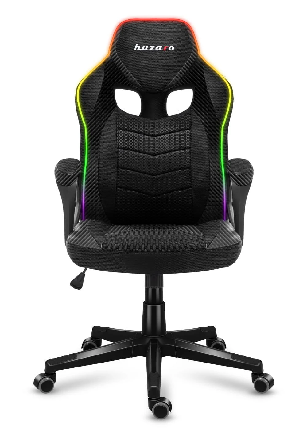 Žaidimų kėdė Huzaro Force 2.5 RGB Carbon Mesh su pašvietimu Gaming Chair, Juoda