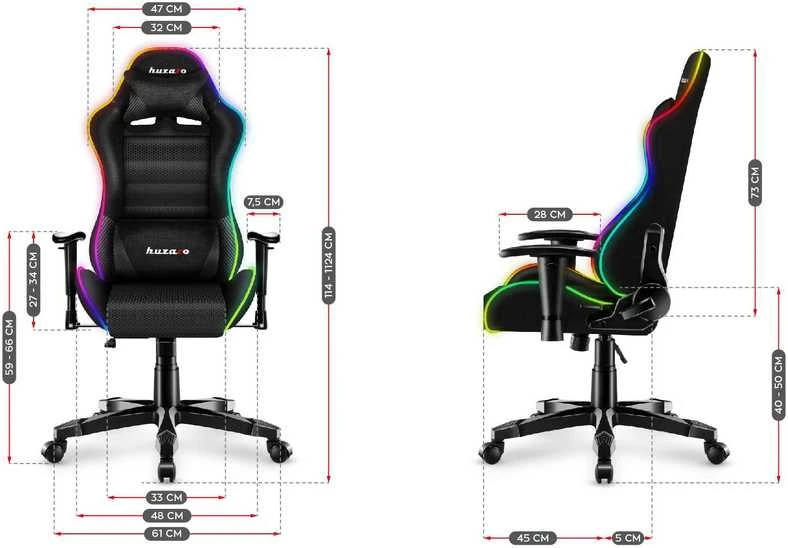 Žaidimų kėdė vaikams Huzaro Ranger 6.0 RGB, Juodos spalvos