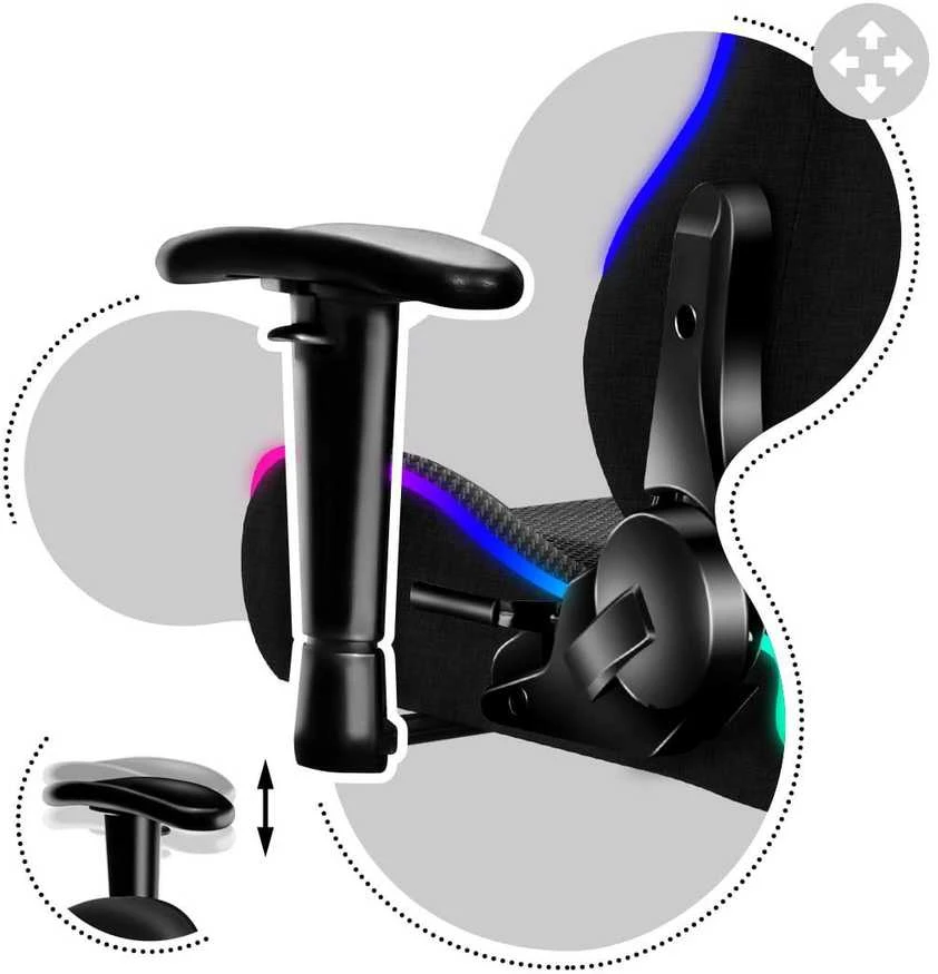 Žaidimų kėdė vaikams Huzaro Ranger 6.0 RGB, Juodos spalvos