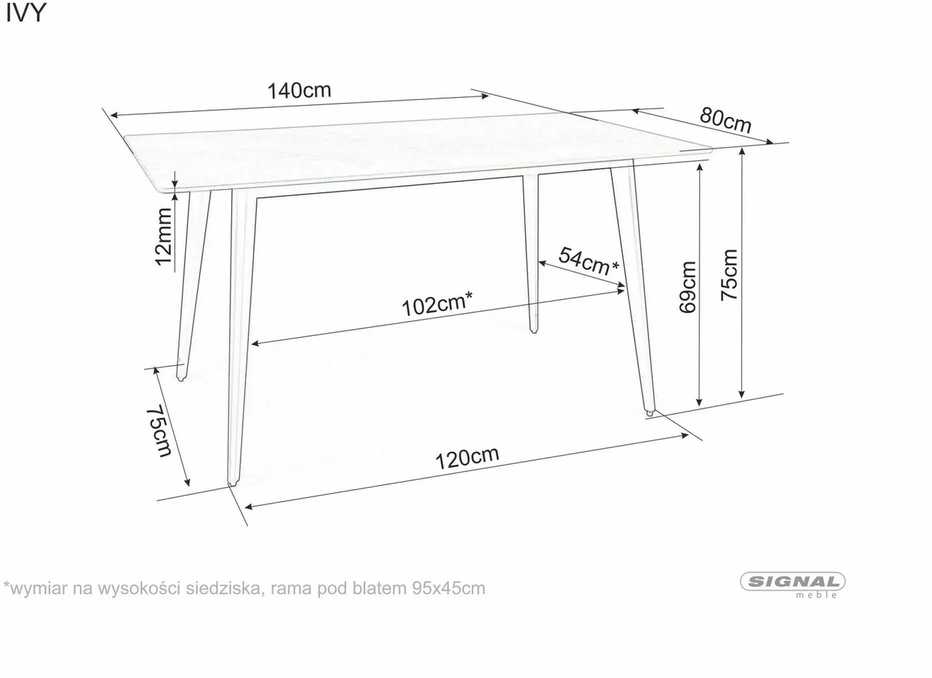 Signal Meble Valgomojo stalas IVY, 140 x 80 cm