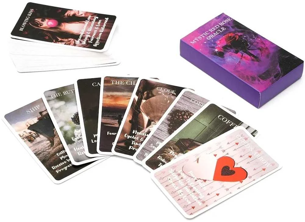 Būrimo kortos "Mystyc Raudona Rose Oracle"