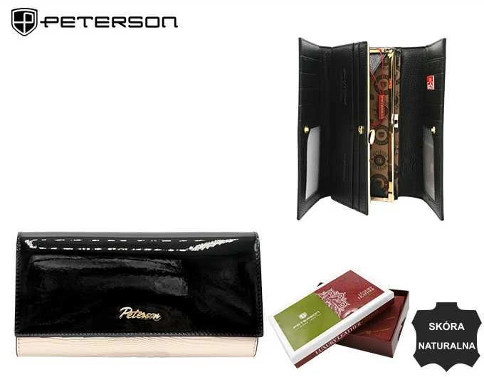 Moteriška odinė piniginė PETERSON LJ-490, juoda