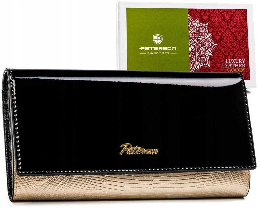 Moteriška odinė piniginė PETERSON LJ-490, juoda