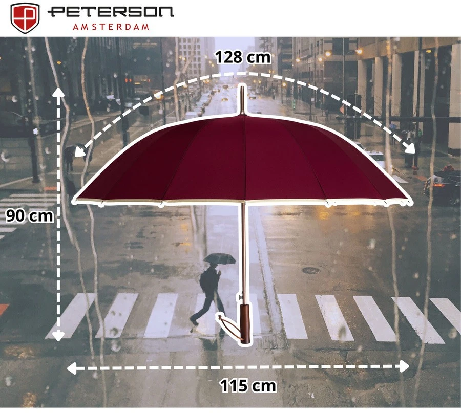 Didelis 128 cm skėtis VELVETTA, bordo