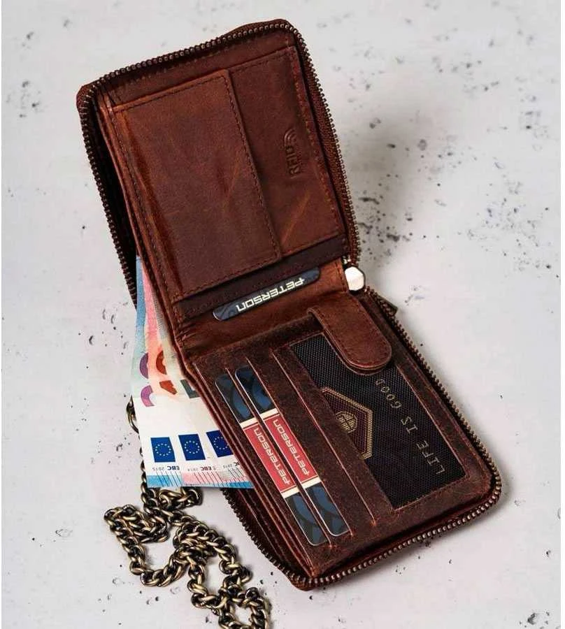 Peterson Vyriška odinė piniginė su grandinėle AMERICAN CUSTOM-2