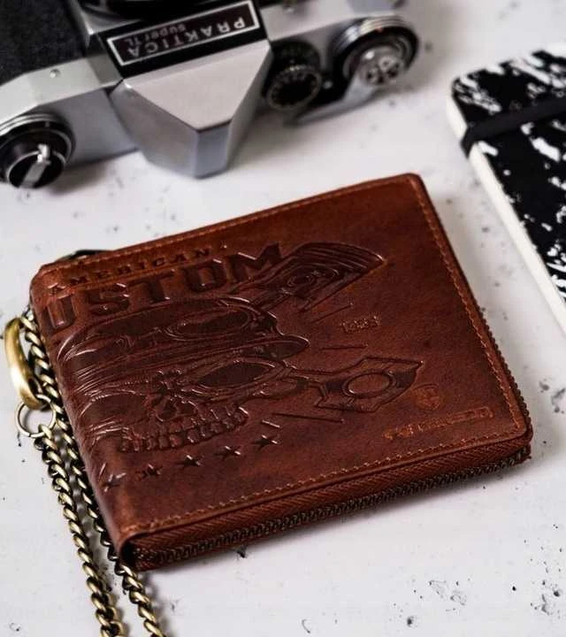 Peterson Vyriška odinė piniginė su grandinėle AMERICAN CUSTOM-2