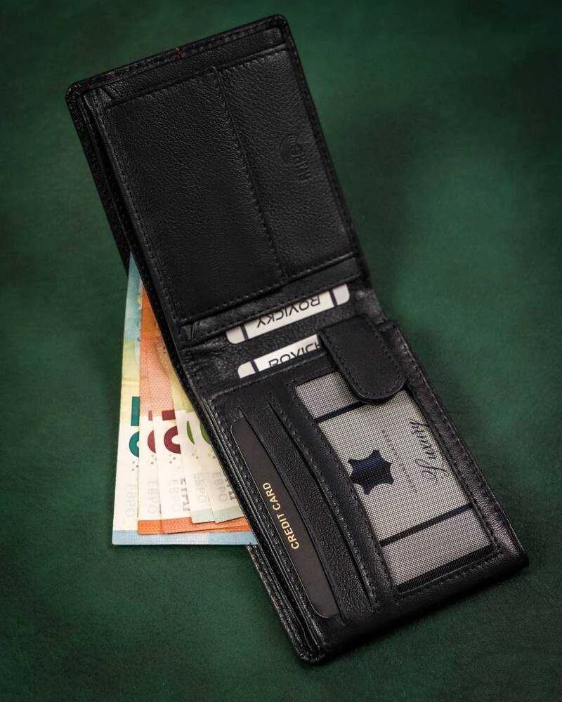 Rovicky Vyriška odinė piniginė ASKAS, mėlyna