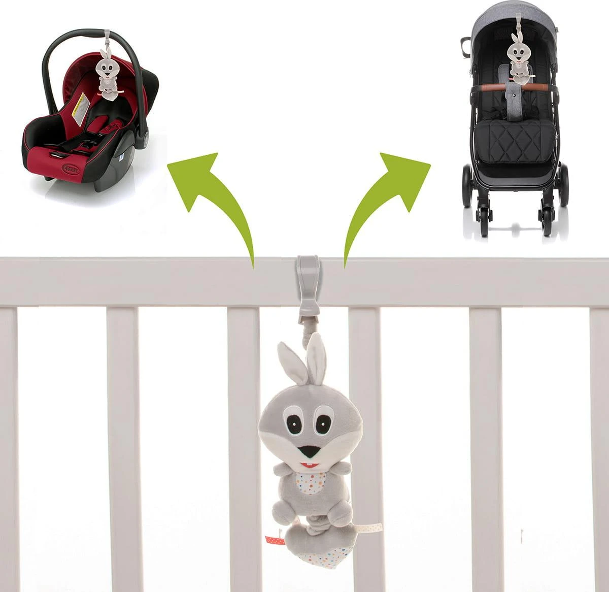 4Baby muzikinas žaislas vežimėliui kiškis R01