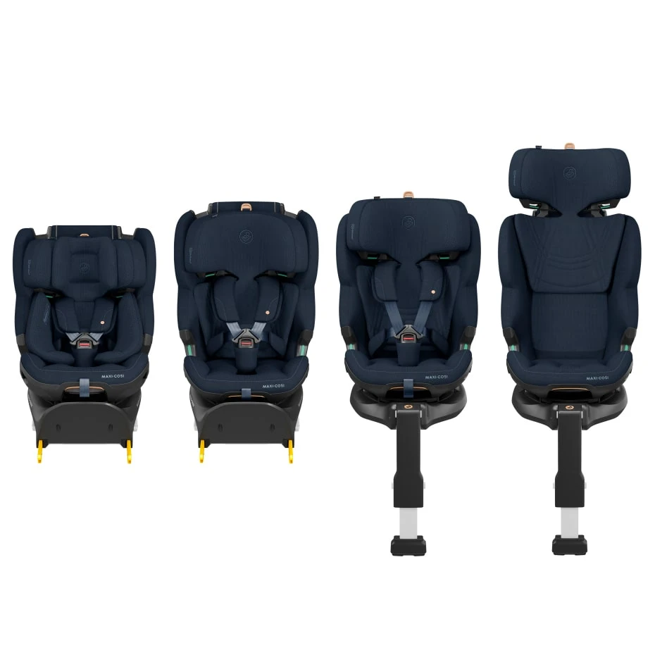 Maxi-Cosi Emerald 360 Pro auganti kėdutė keturių dydžių palyginimas