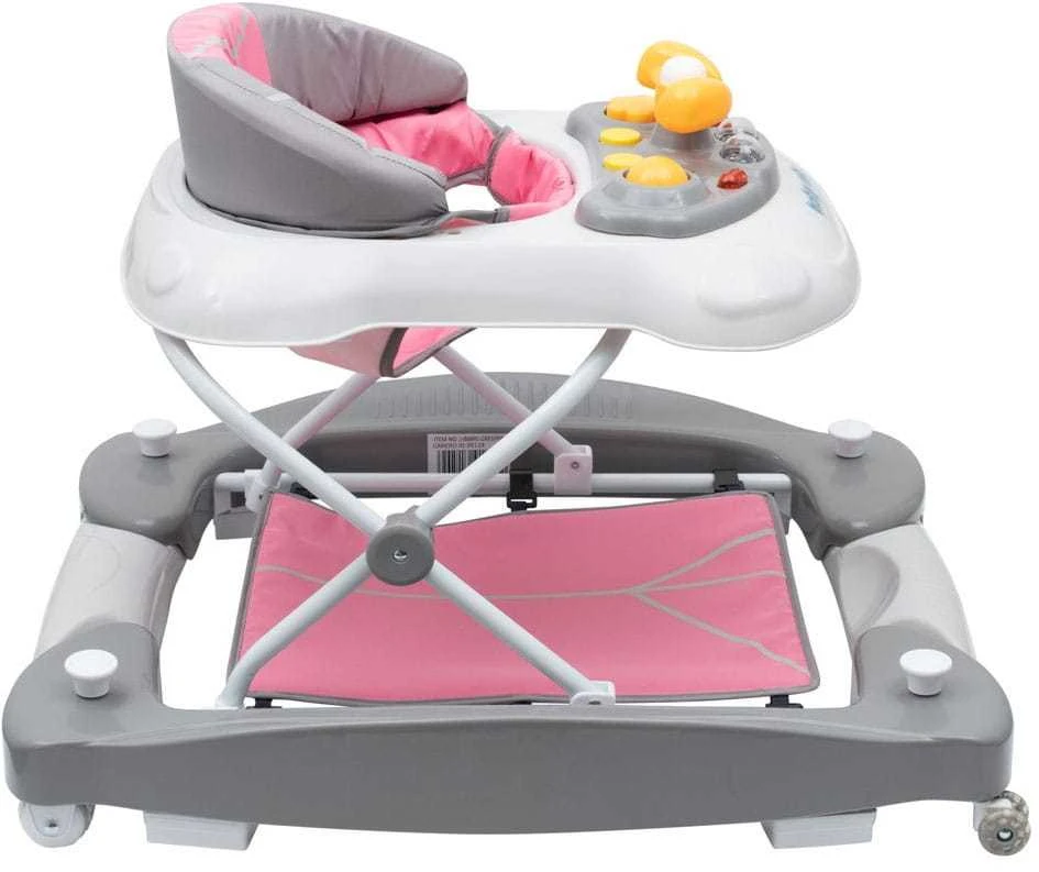 Vaikštynė su sūpynėmis ir silikoniniais ratukais Baby Mix rožinė