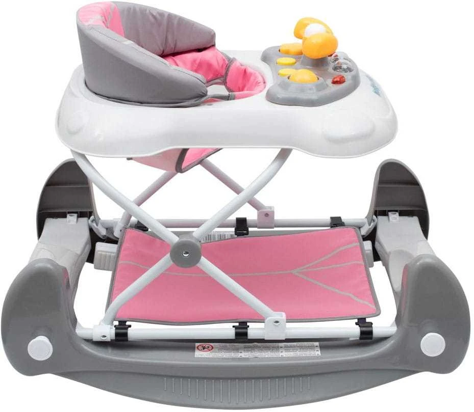 Vaikštynė su sūpynėmis ir silikoniniais ratukais Baby Mix rožinė