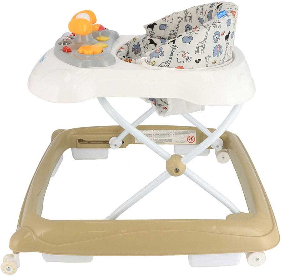 Baby Mix vaikštynė su vairu ir silikoniniais cappuccino spalvos ratukais
