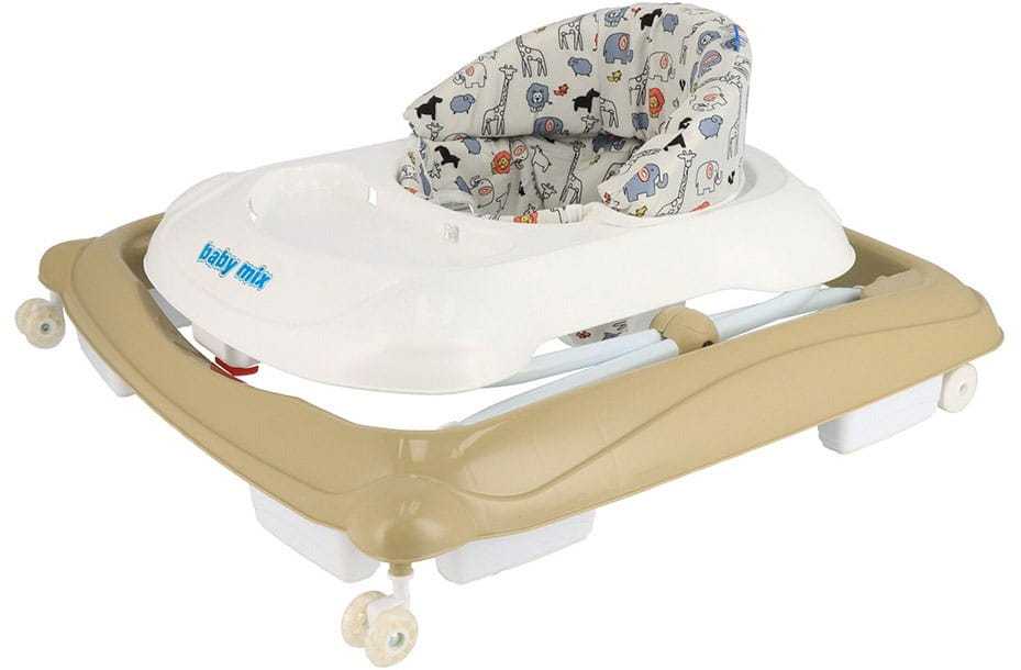 Baby Mix vaikštynė su vairu ir silikoniniais cappuccino spalvos ratukais
