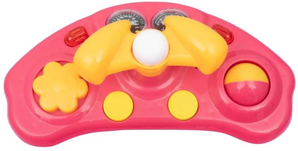 Baby Mix vaikštynė su vairu ir rožiniais silikoniniais ratukais