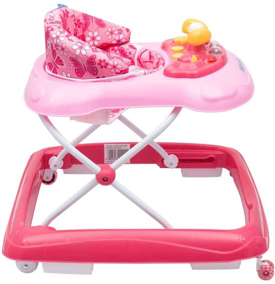 Baby Mix vaikštynė su vairu ir rožiniais silikoniniais ratukais