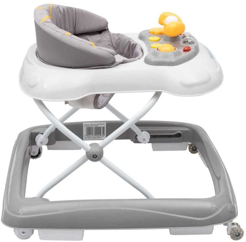 Baby Mix vaikštynė su vairu ir silikoniniais ratukais, pilkos spalvos