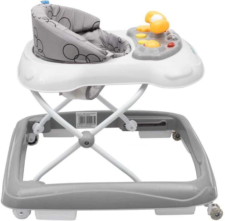 Baby Mix vaikštynė su vairu ir silikoniniais ratukais, tamsiai pilka