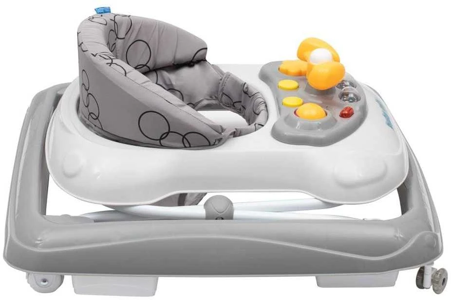 Baby Mix vaikštynė su vairu ir silikoniniais ratukais, tamsiai pilka