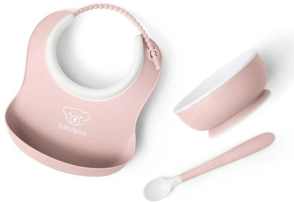 BabyBjorn Baby Feeding Set - komplektas do karmienia, 3 vnt. | Powder Rožinė