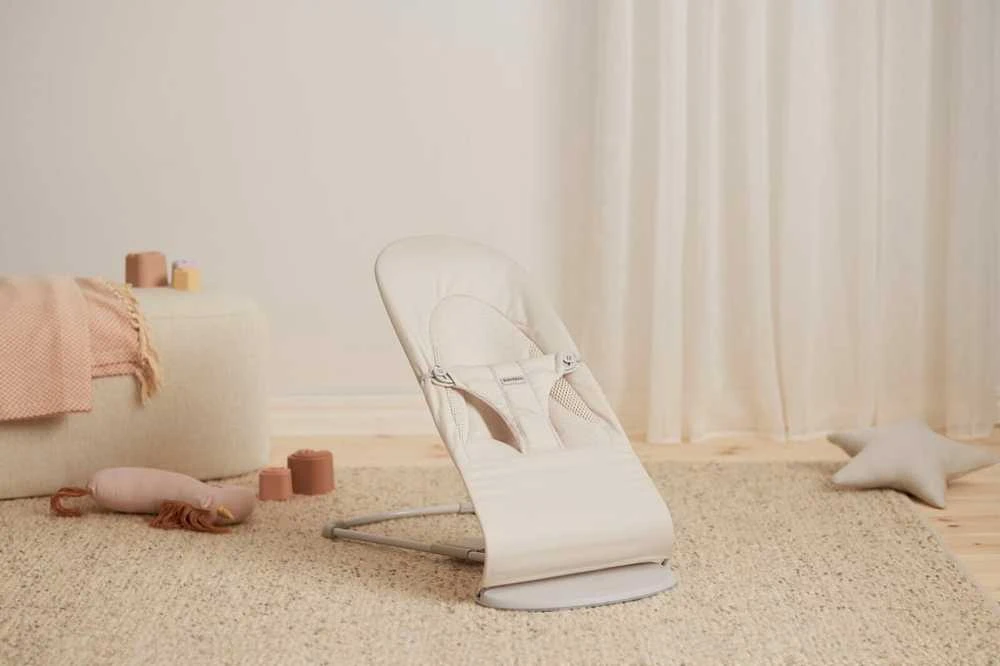 BabyBjörn Bouncer Balance Soft Woven sėdynė, šviesiai smėlio spalvos trikotažas
