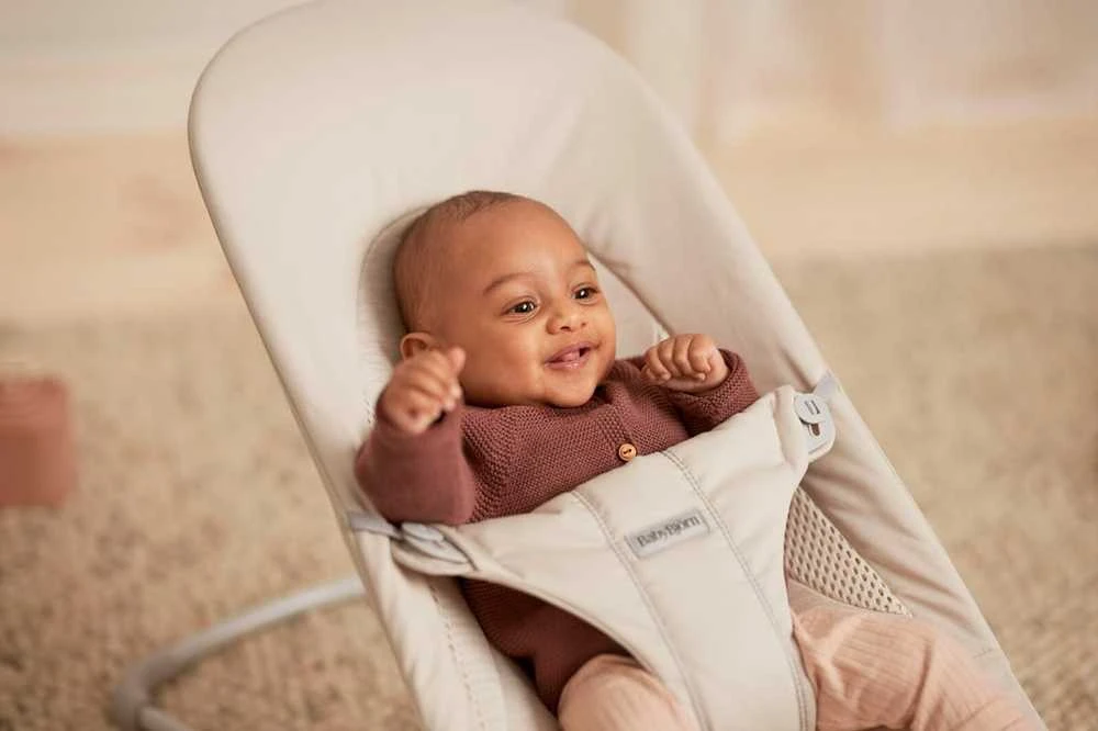 BabyBjörn Bouncer Balance Soft Woven sėdynė, šviesiai smėlio spalvos trikotažas