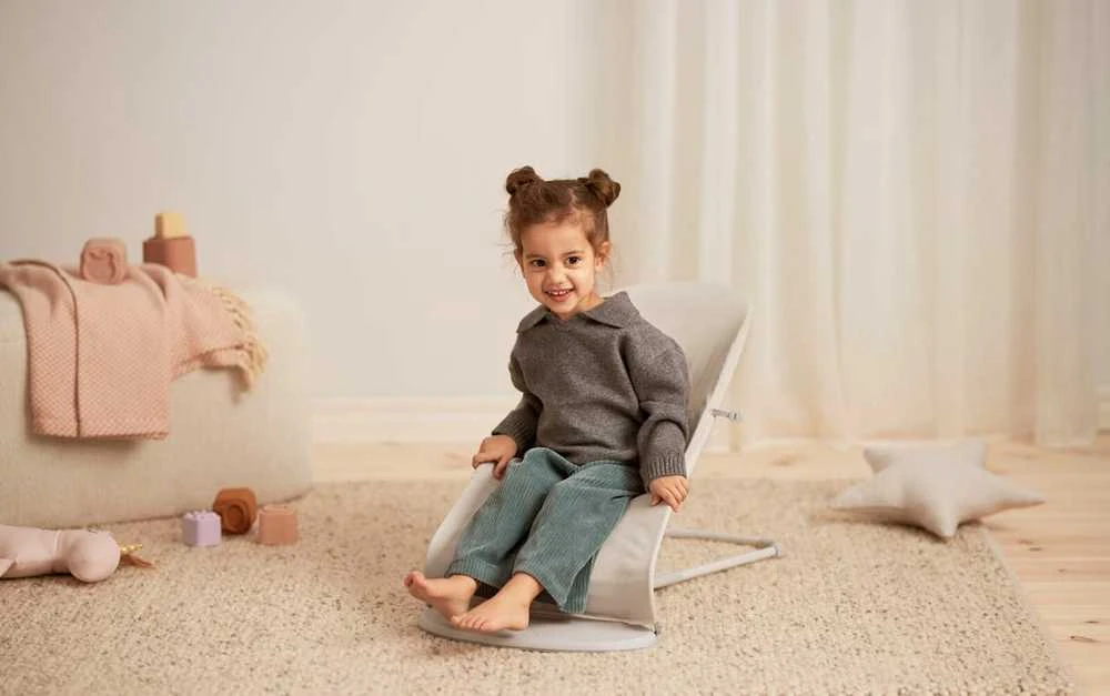 BabyBjörn Bouncer Balance Soft Woven sėdynė, šviesiai smėlio spalvos trikotažas