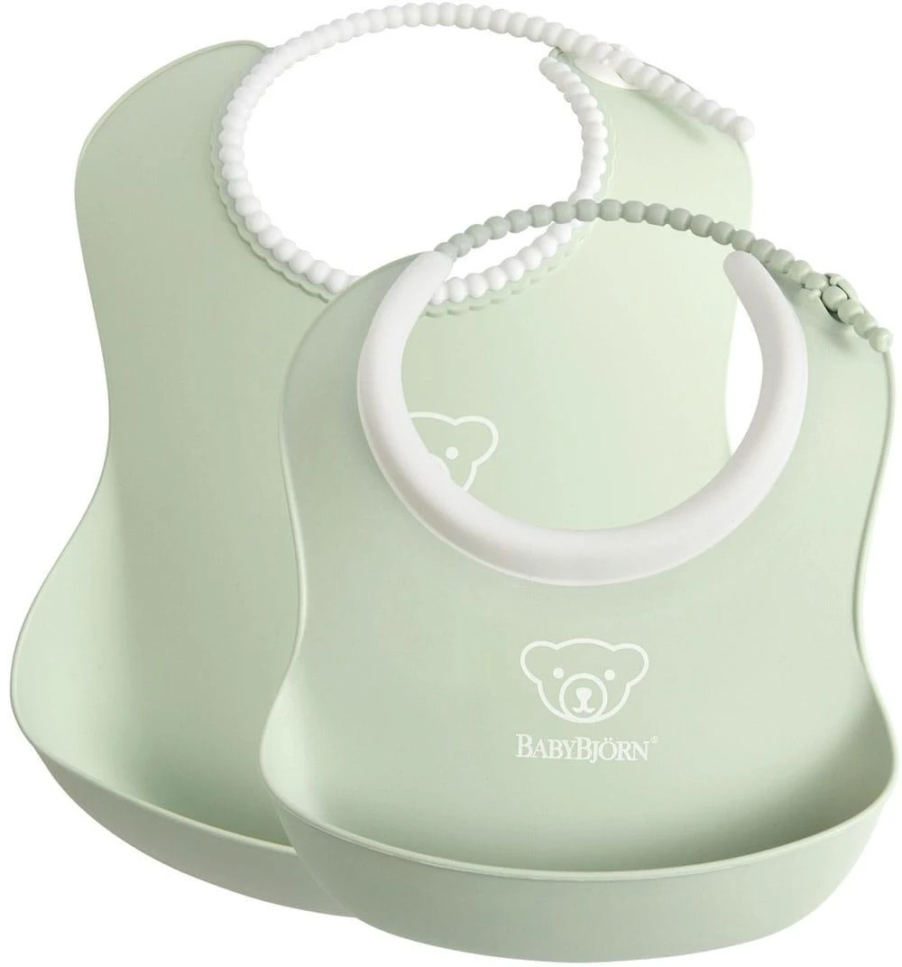 BABYBJORN mažų/didelių Powder Žalias seilinukų rinkinys