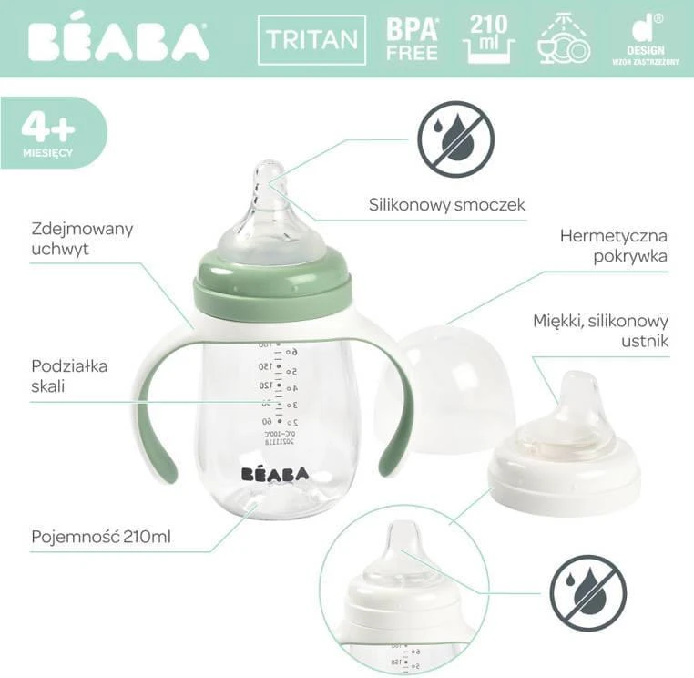 Beaba mokomasis buteliukas 210 ml su komponentų schema