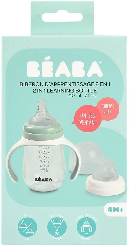 BEABA MOKOMASIS BUTELIUKAS-GERTUVĖ 2IN1, 210 ML, SAGE Žalias