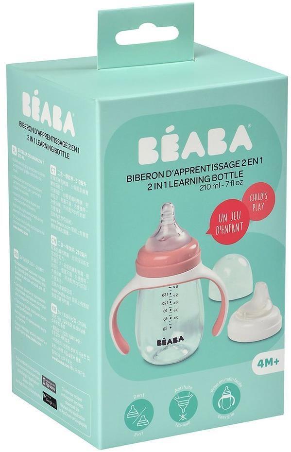 BEABA MOKOMASIS BUTELIUKAS-GERTUVĖ 2IN1, 210 ML, OLD Rožinis