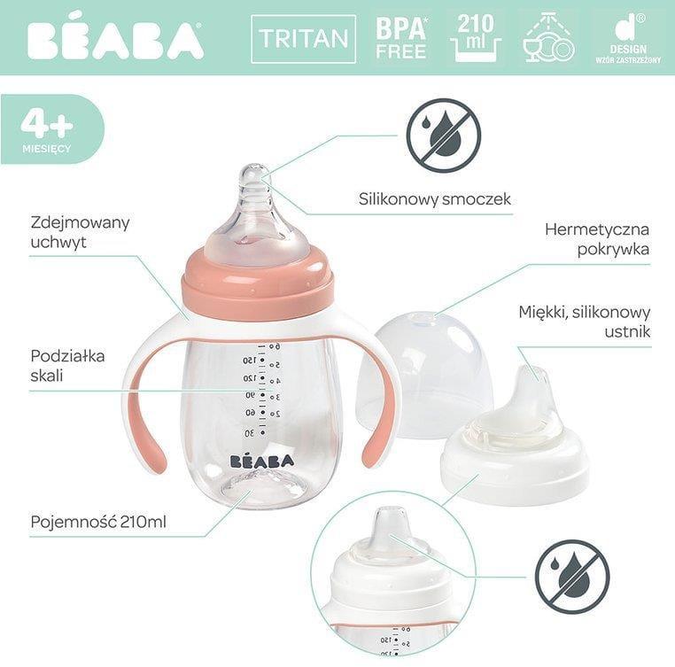 BEABA MOKOMASIS BUTELIUKAS-GERTUVĖ 2IN1, 210 ML, OLD Rožinis