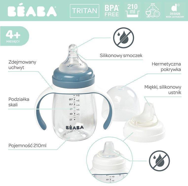 BEABA MOKOMASIS BUTELIUKAS-GERTUVĖ 2IN1, 210 ML, WINDY Mėlynas