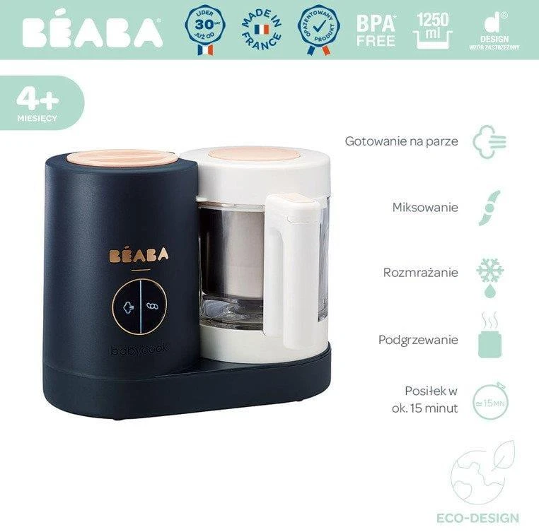 Trintuvas-garintuvas Beaba Babycook Neo, tamsiai mėlynas/baltas
