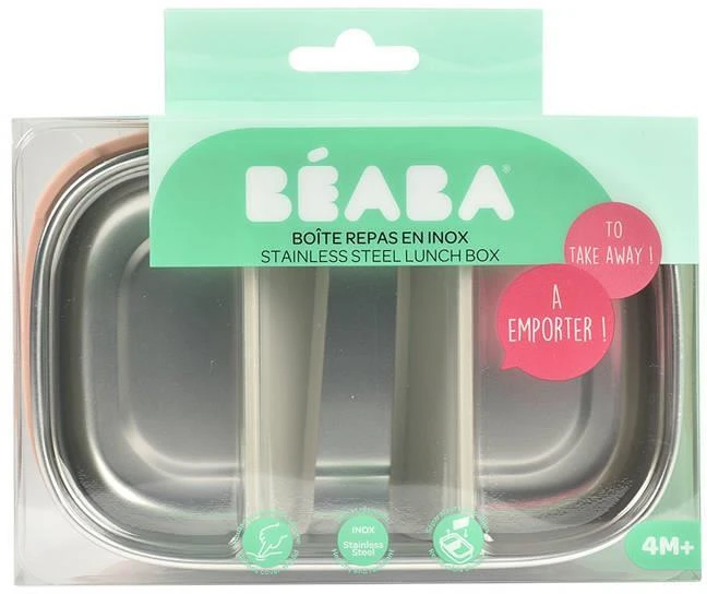 BEABA METALINĖ REGULIUOJAMŲ SKYRIŲ PIETŲ DĖŽUTĖ, DUSTY ROSE