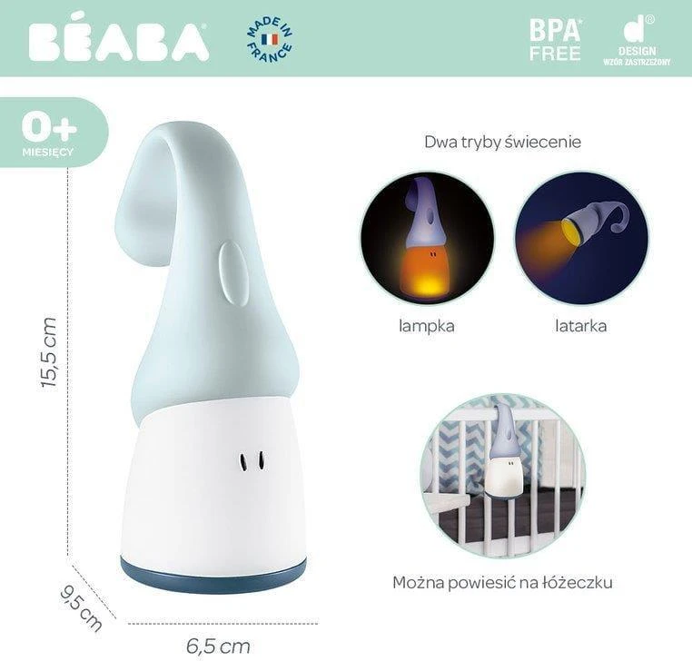 BEABA NAKTINĖ BELAIDĖ LEMPA ŽIBINTAS, MĖLYNA