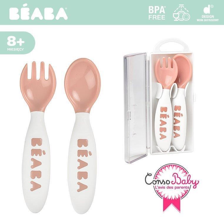 Beaba ergonomiški stalo įrankiai, +8 mėn, spalva: old pink