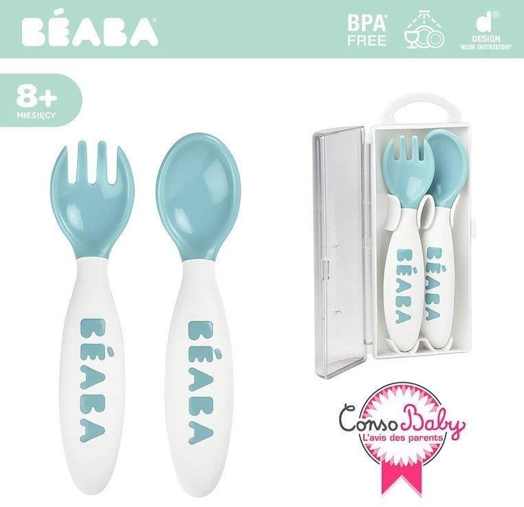 Beaba ergonomiški stalo įrankiai, +8 mėn, spalva: airy green