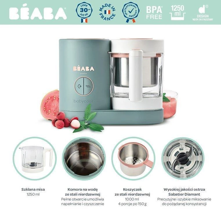 Trintuvas-garintuvas Beaba Babycook Neo, žalias/baltas