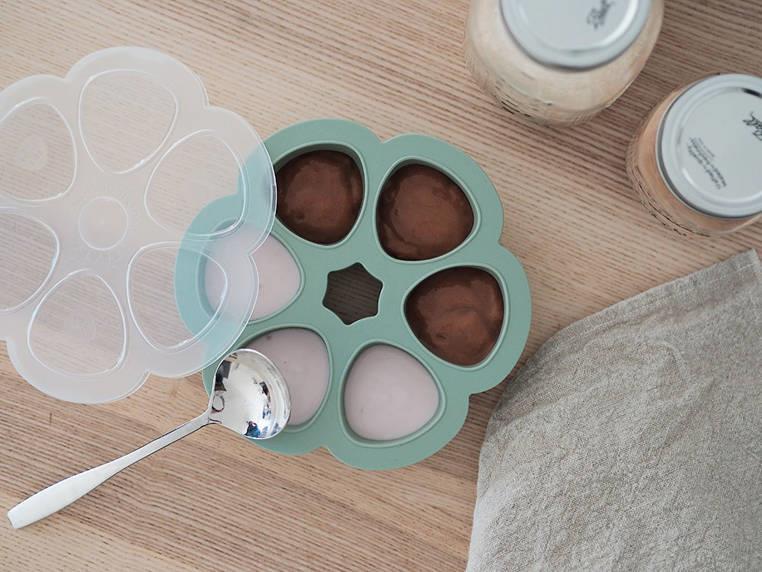 BEABA SILIKONINIS KŪDIKIO MAISTO KONTEINERIS MULTIPORTIONS 6x90 ML SAGE Žalias