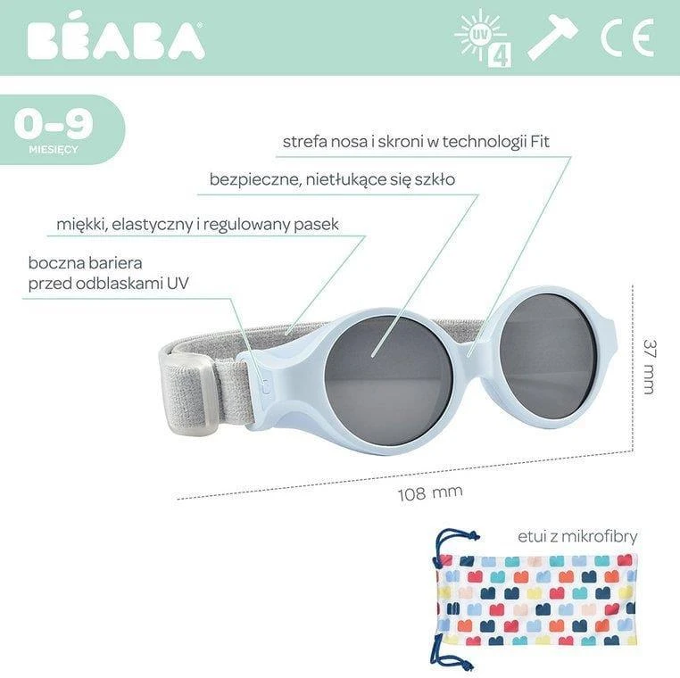 BEABA AKINIAI NUO SAULĖS KŪDIKIUI, 0-9 MĖN, PEARL Mėlynas