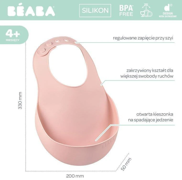 Beaba silikoninis seilinukas, spalva: rožinė