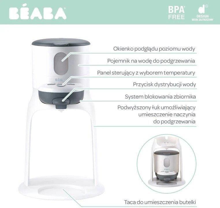 BEABA BIB EXPRESSO MIŠINUKO RUOŠIMO APARATAS IR ŠILDYTUVAS, Baltas/Pilkas