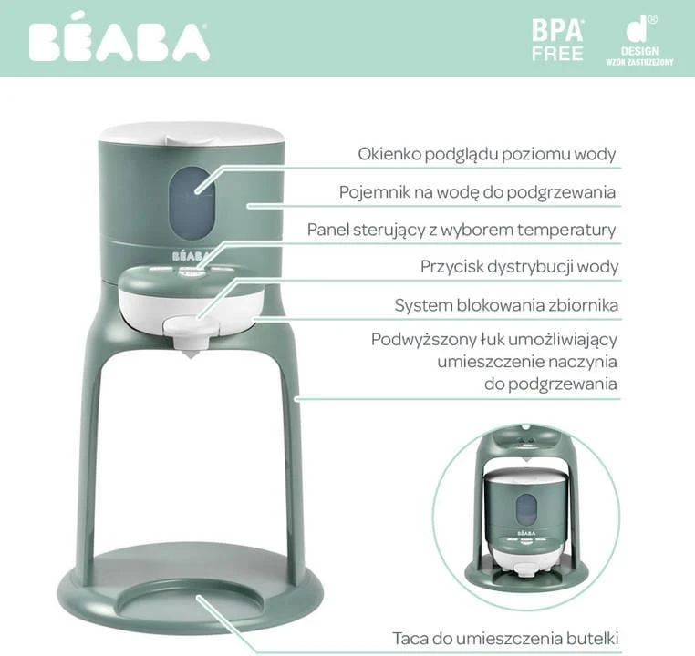 BEABA BIB EXPRESSO MIŠINUKO RUOŠIMO APARATAS IR ŠILDYTUVAS, EUCALYPTUS Žalias