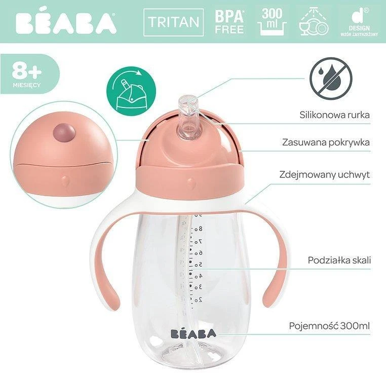 BEABA GERTUVĖ SU ŠIAUDELIU, 300 ML, OLD Rožinis