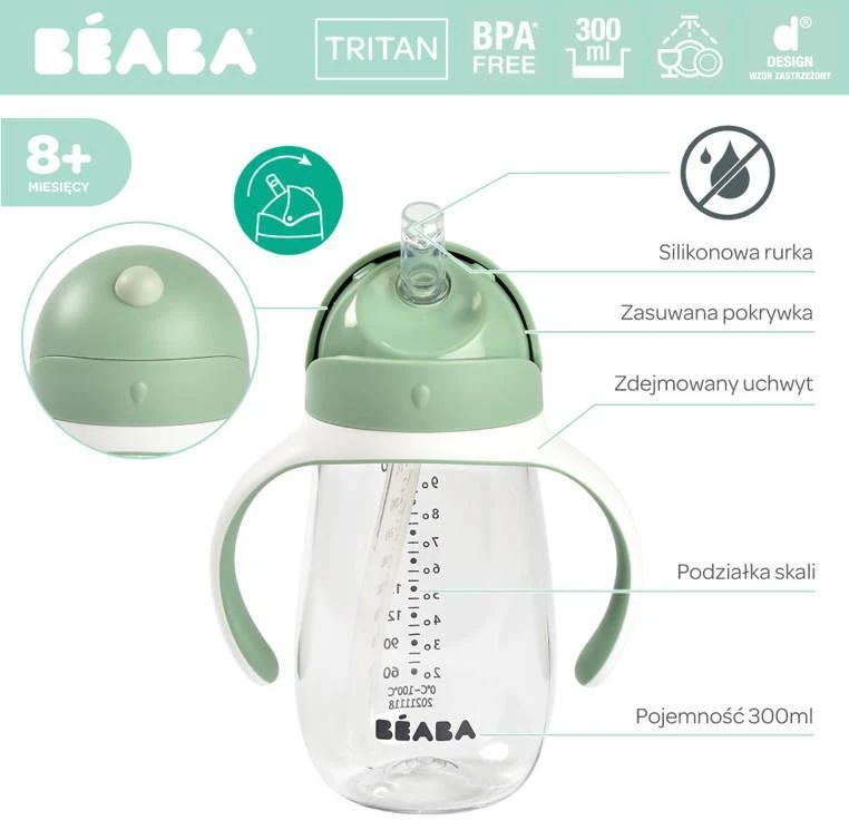 BEABA GERTUVĖ SU ŠIAUDELIU, 300 ML, SAGE Žalias