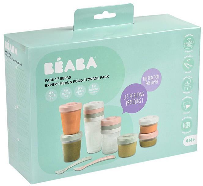 BEABA MAITINIMO PRADŽIOS RINKINYS, 2x90, 4x150, 6x250, 2 SILIKONINIAI ŠAUKŠTELIAI, EUCALYPTUS Žalias
