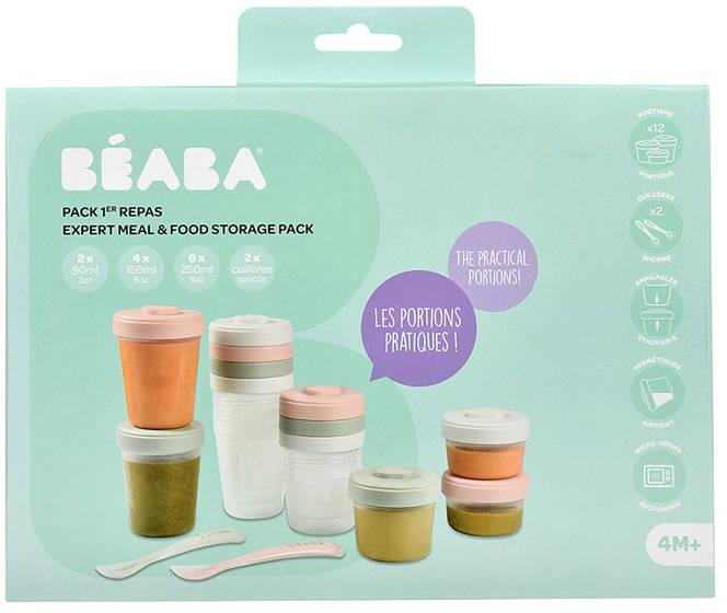BEABA MAITINIMO PRADŽIOS RINKINYS, 2x90, 4x150, 6x250, 2 SILIKONINIAI ŠAUKŠTELIAI, EUCALYPTUS Žalias